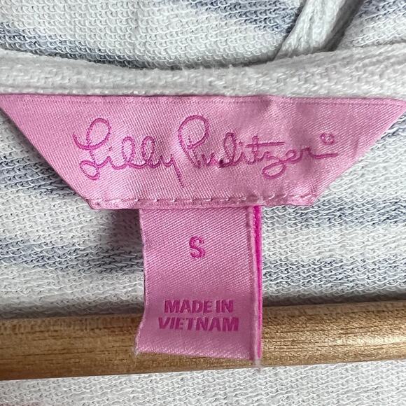 Lilly Pulitzer Women's S Hooded Tunic Top Striped Anchor Nautical Beach Cover Up - Picture 6 of 12